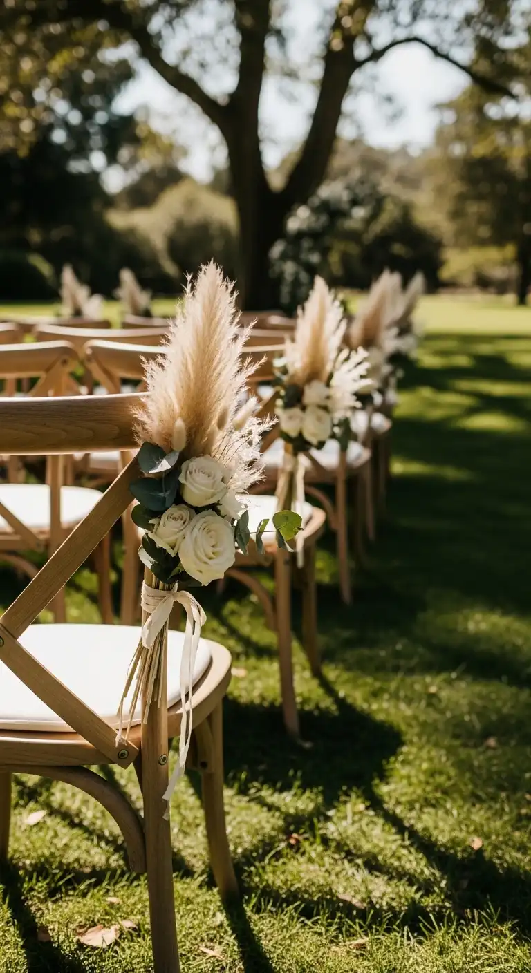 Ombre Rusty Orange Wedding Cake Pampas Grass Wedding Decor Chair Accents