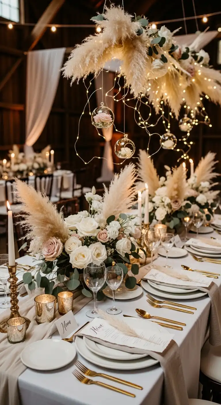 Ombre Rusty Orange Wedding Cake Creative Ways to Mix Pampas Grass with Other Wedding Elements