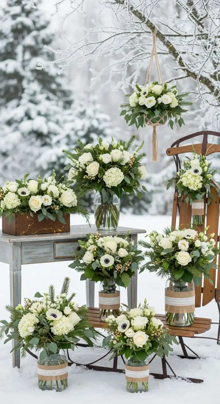 Ombre Rusty Orange Wedding Cake Seasonal Floral Arrangements for Backyard Winter Wedding Decor