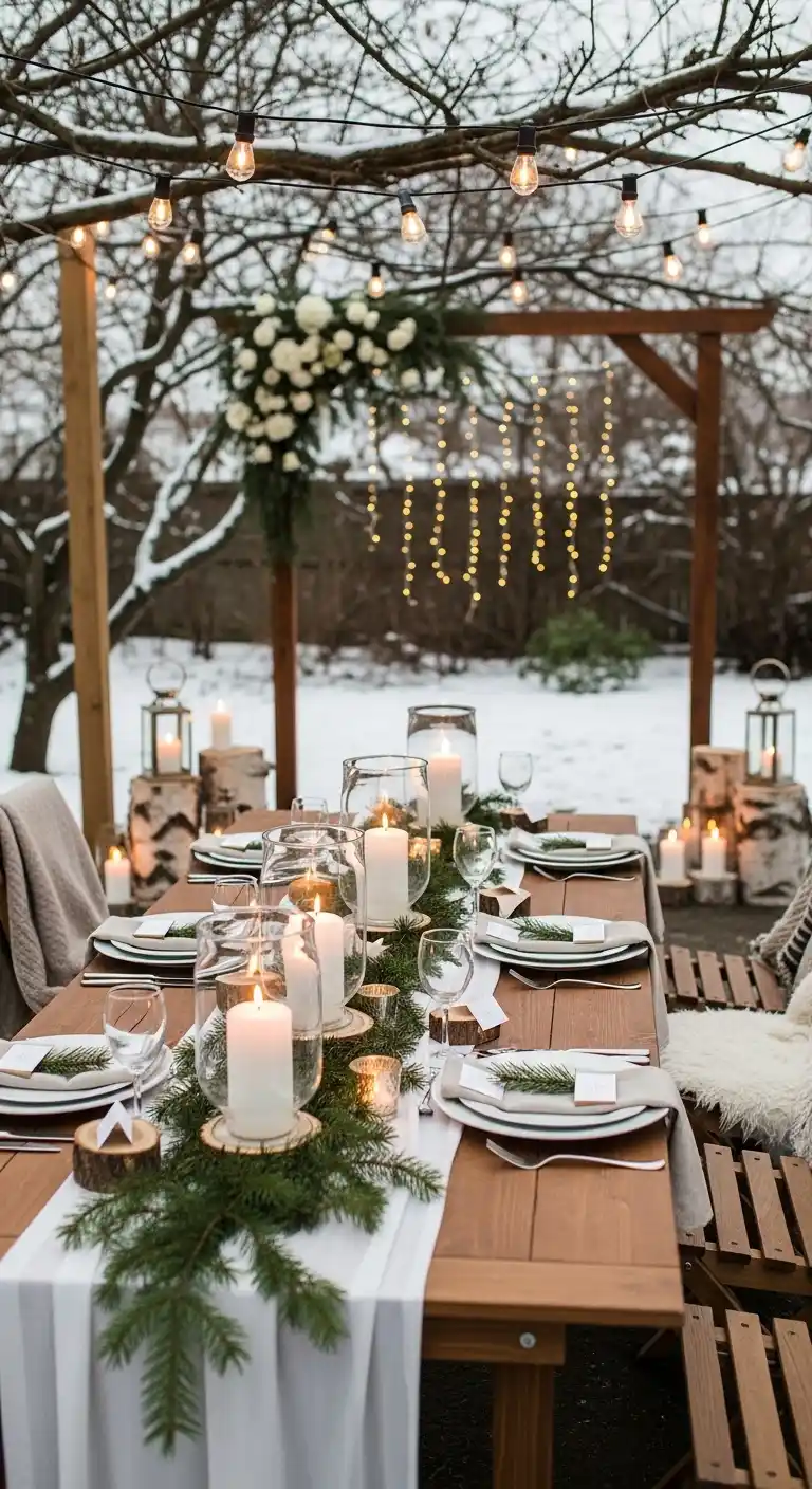 Ombre Rusty Orange Wedding Cake Rustic Wooden Decor for Backyard Winter Wedding Charm