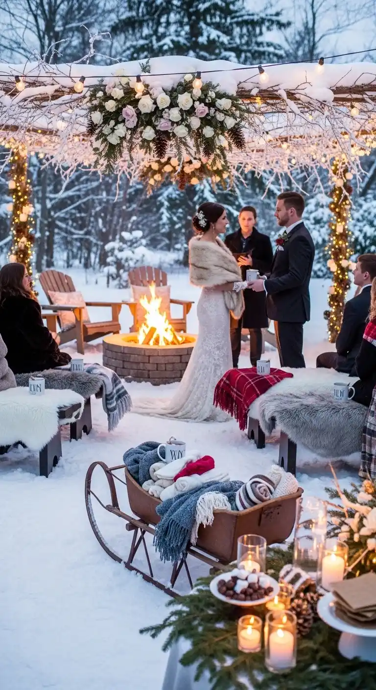 Ombre Rusty Orange Wedding Cake Unexpected Details That Elevate a Backyard Winter Wedding