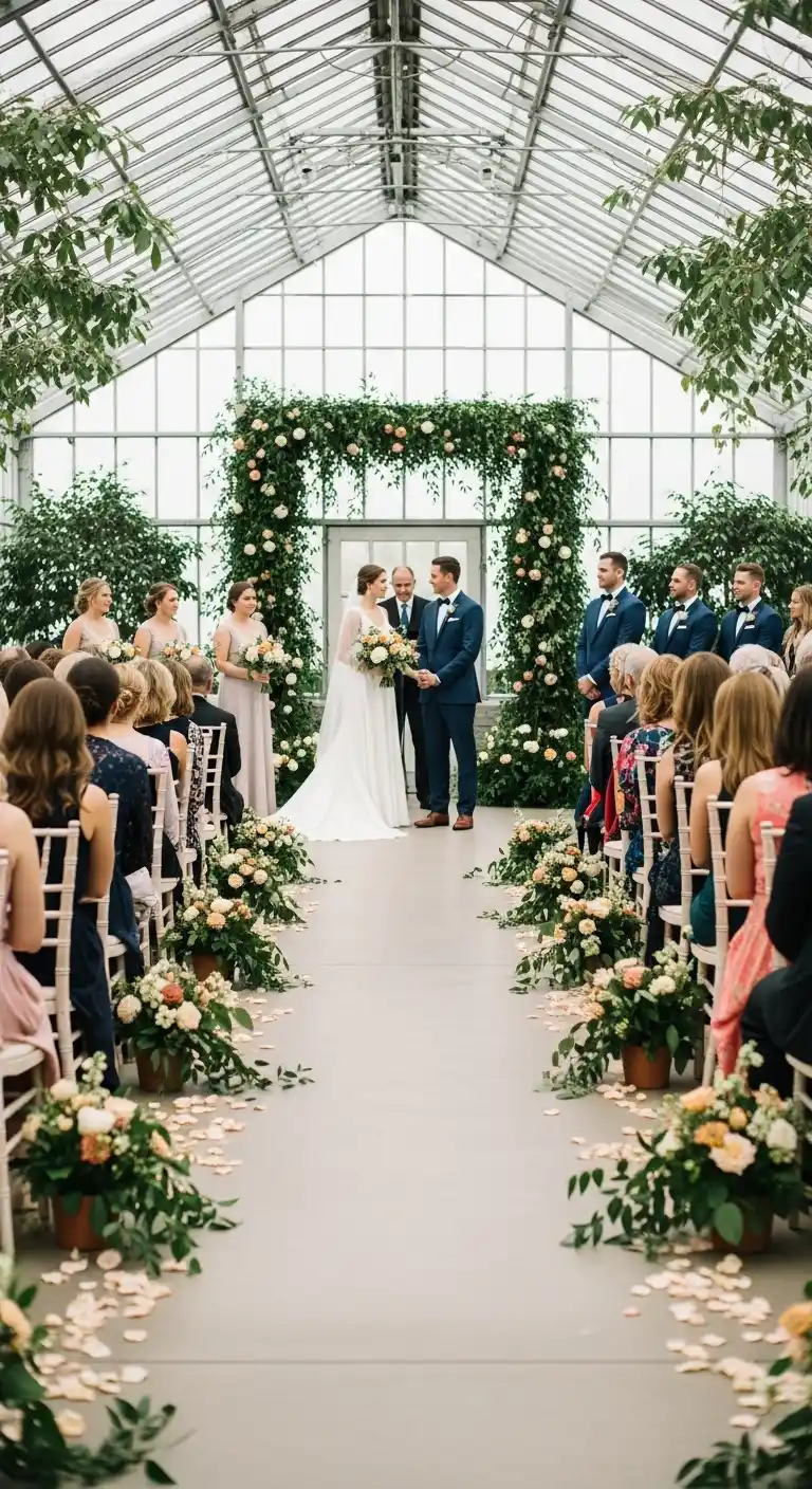 Ombre Rusty Orange Wedding Cake Botanical-Inspired Ceremony Aisle Design