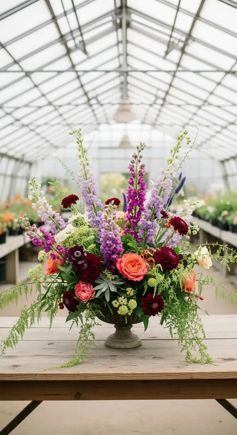 Ombre Rusty Orange Wedding Cake Seasonal and Local Flower Arrangements for a Personal Touch