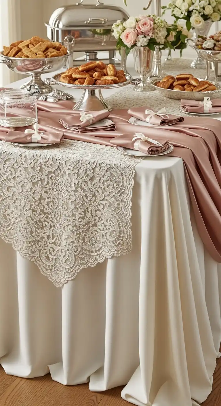 Ombre Rusty Orange Wedding Cake Elegant Table Linens and Runners