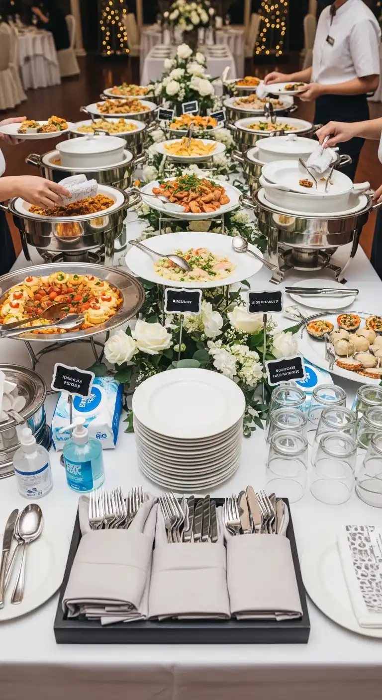 Ombre Rusty Orange Wedding Cake Maintain a Clean and Functional Buffet Table