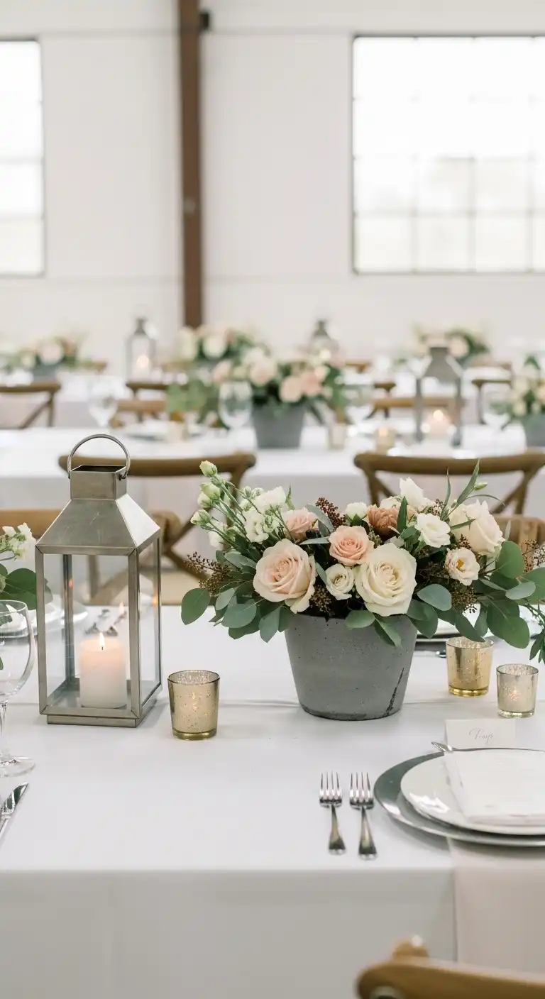 Ombre Rusty Orange Wedding Cake Concrete and Metallic Centerpiece Designs