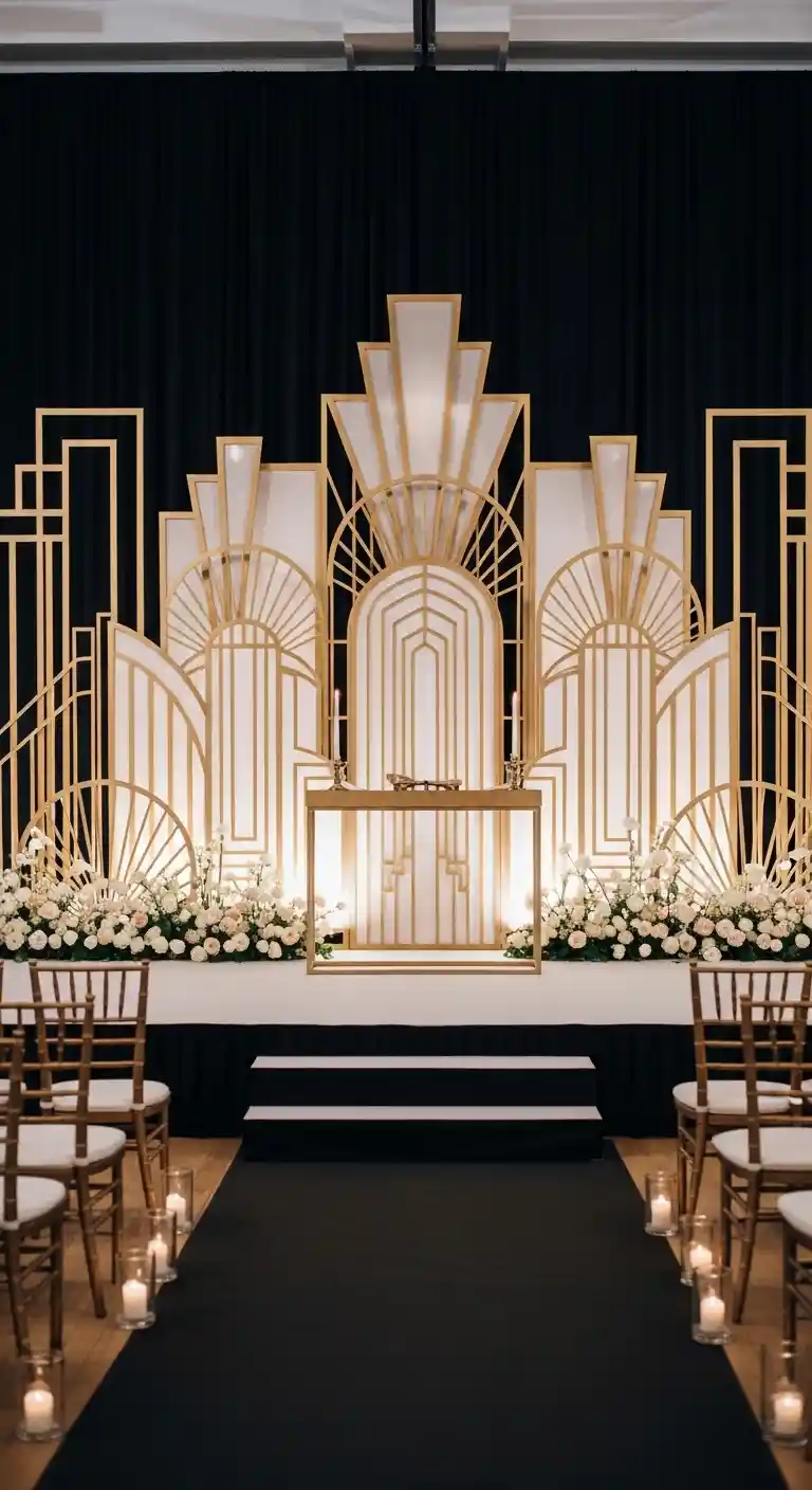Ombre Rusty Orange Wedding Cake Art Deco Backdrops That Define Great Gatsby Wedding Décor Ideas