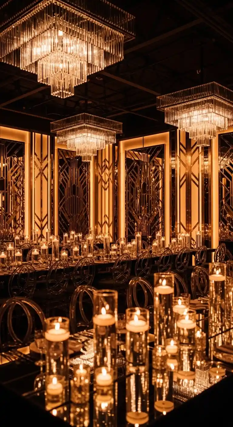 Ombre Rusty Orange Wedding Cake Statement Lighting That Creates a Golden Glow