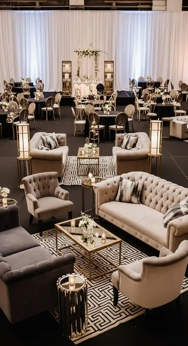 Ombre Rusty Orange Wedding Cake Glamorous Lounge Corners with Vintage Charm