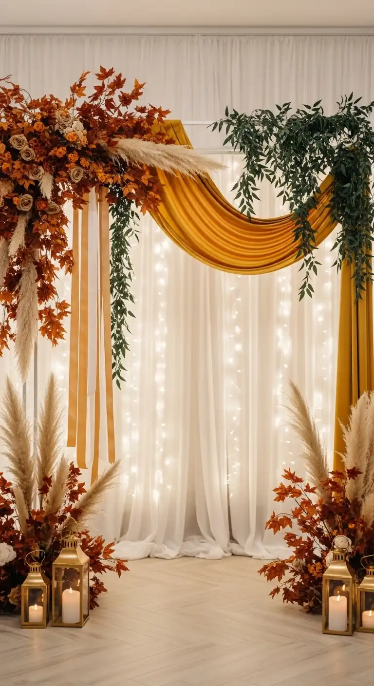 Ombre Rusty Orange Wedding Cake Autumn-Inspired Ceremony Arches