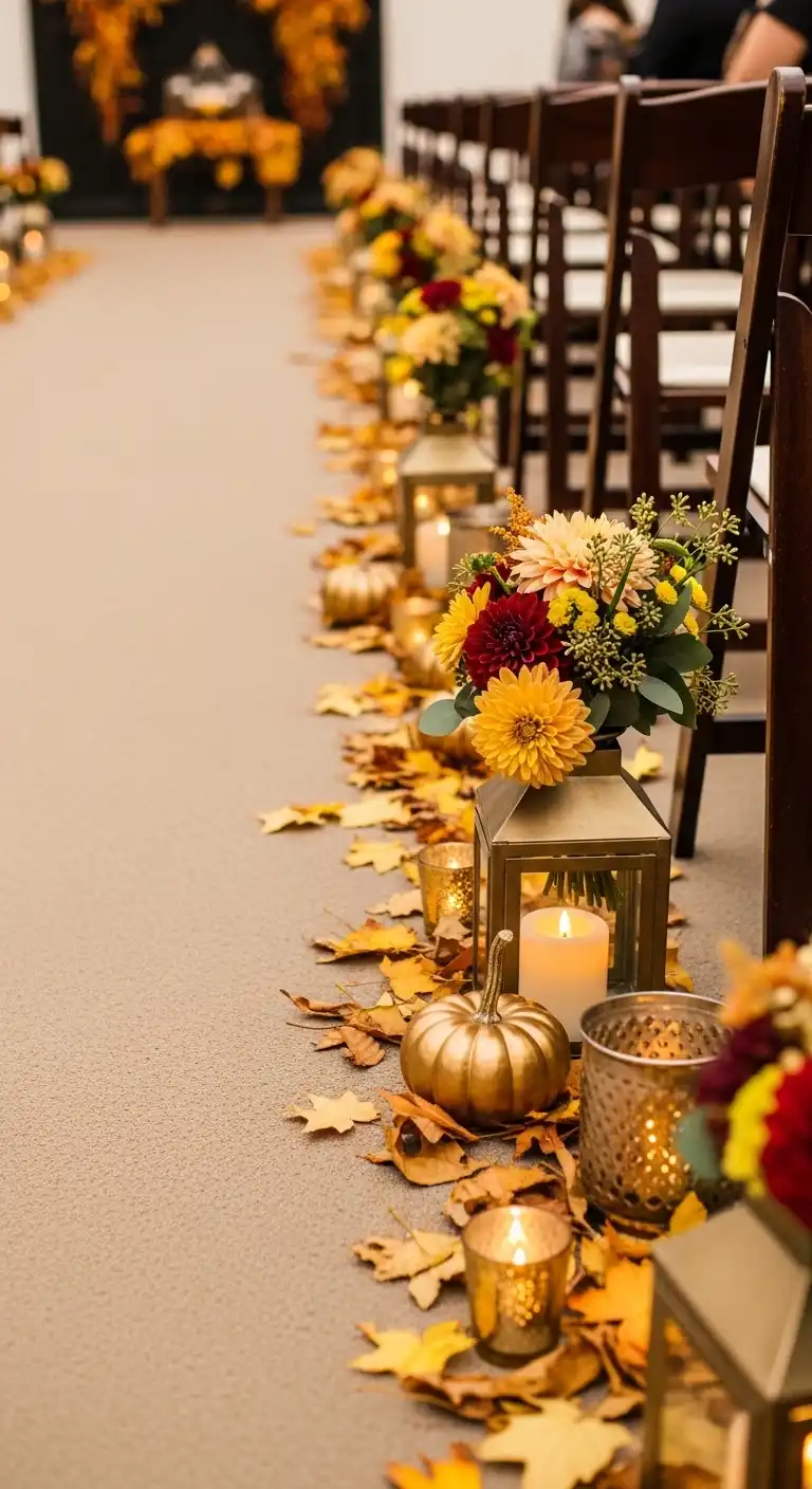 Ombre Rusty Orange Wedding Cake Seasonal Aisle Decor for Ceremony