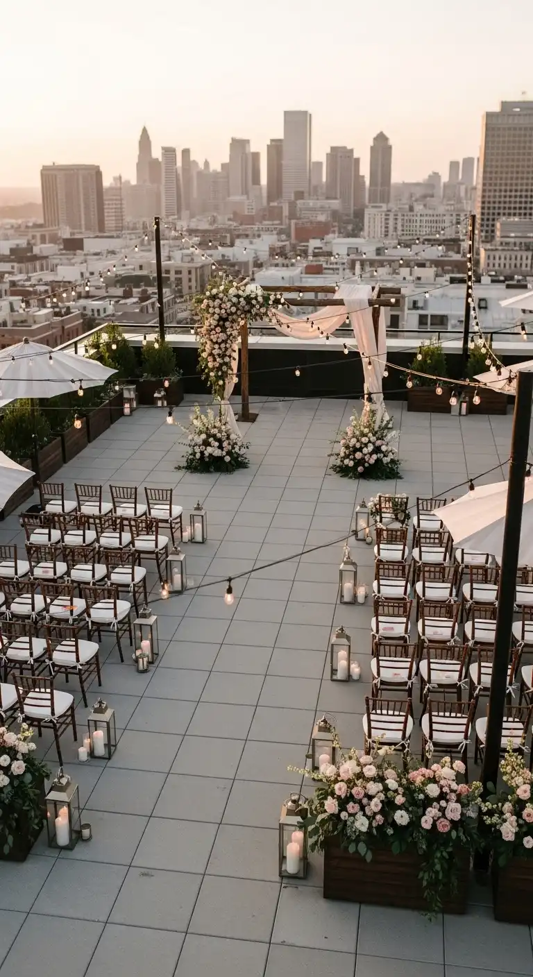 Ombre Rusty Orange Wedding Cake Smart Planning Tips for Rooftop Wedding Decor