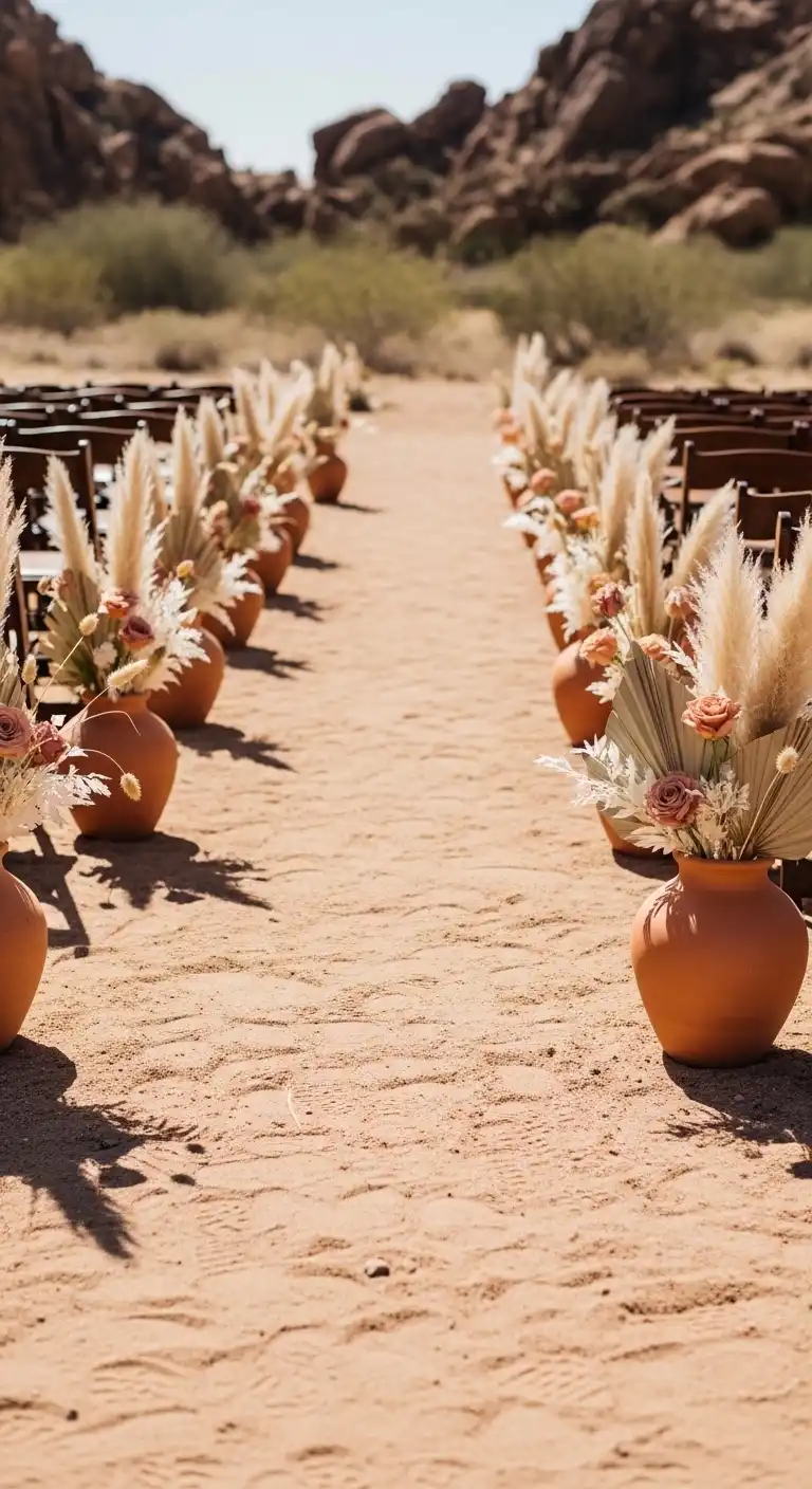 Ombre Rusty Orange Wedding Cake Terracotta Aisle Markers for Grounded Elegance