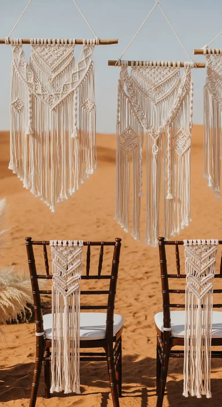 Ombre Rusty Orange Wedding Cake Macramé Accents for Handcrafted Texture