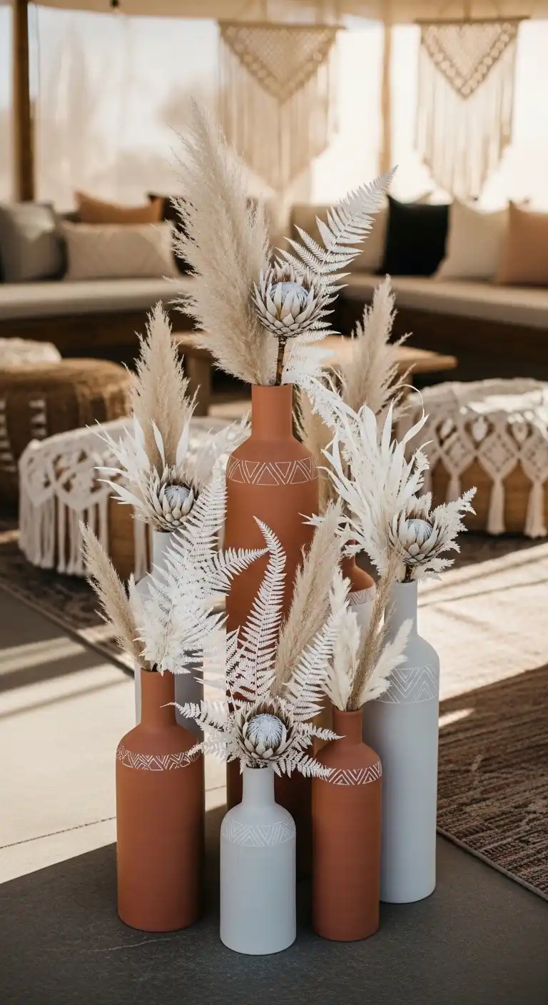 Ombre Rusty Orange Wedding Cake Clay Vase Clusters for Sculptural Detail