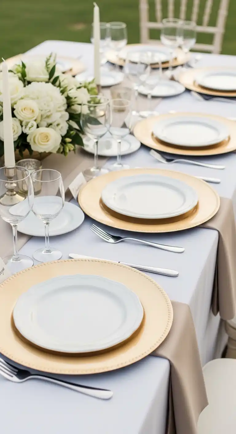 Ombre Rusty Orange Wedding Cake Decorative Charger Plates for Elegant Reception Tables