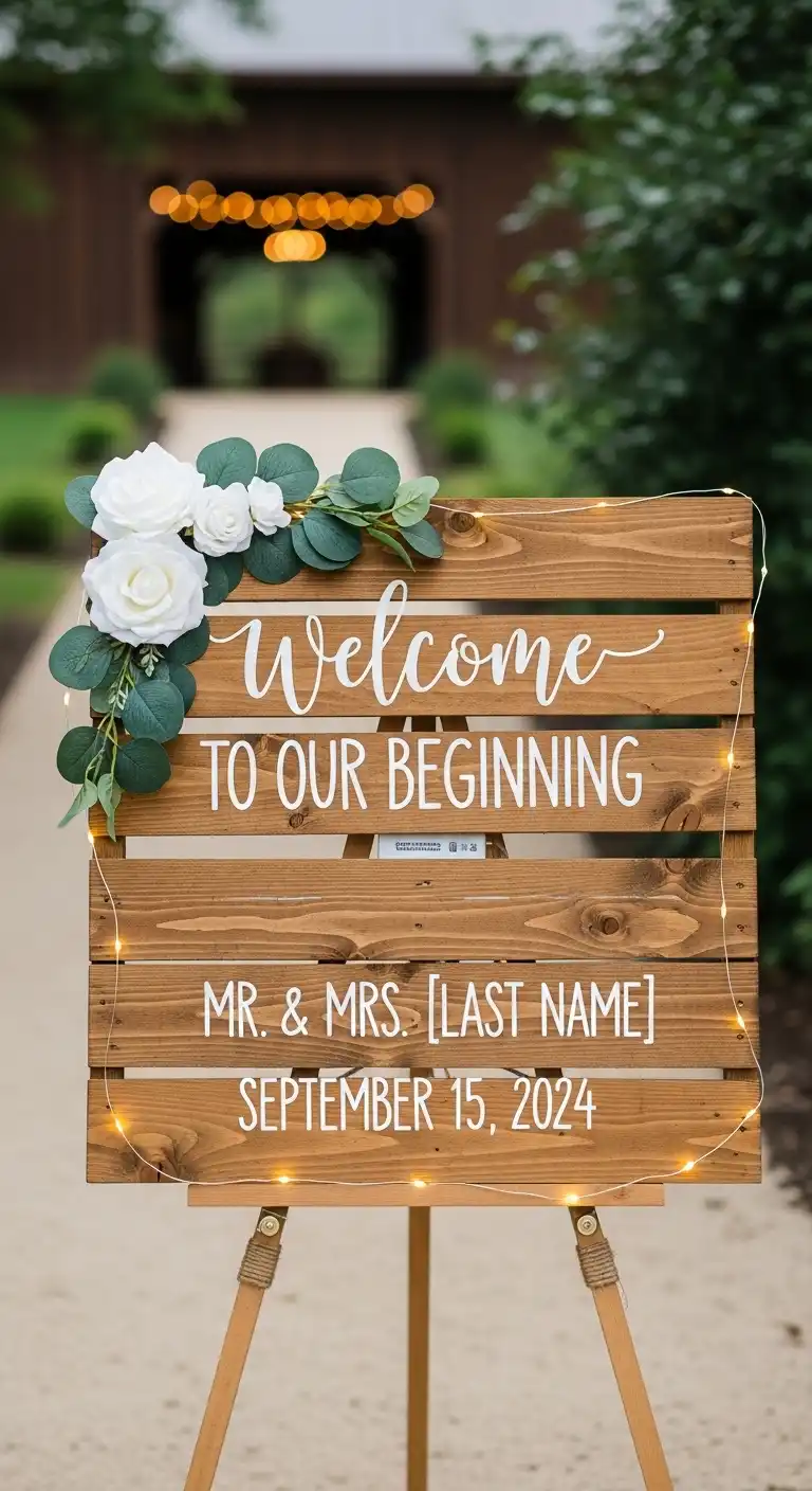 Ombre Rusty Orange Wedding Cake DIY Wedding Welcome Sign with Budget Supplies