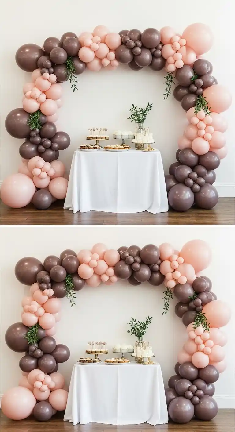 Ombre Rusty Orange Wedding Cake Decorative Balloon Installations on a Budget
