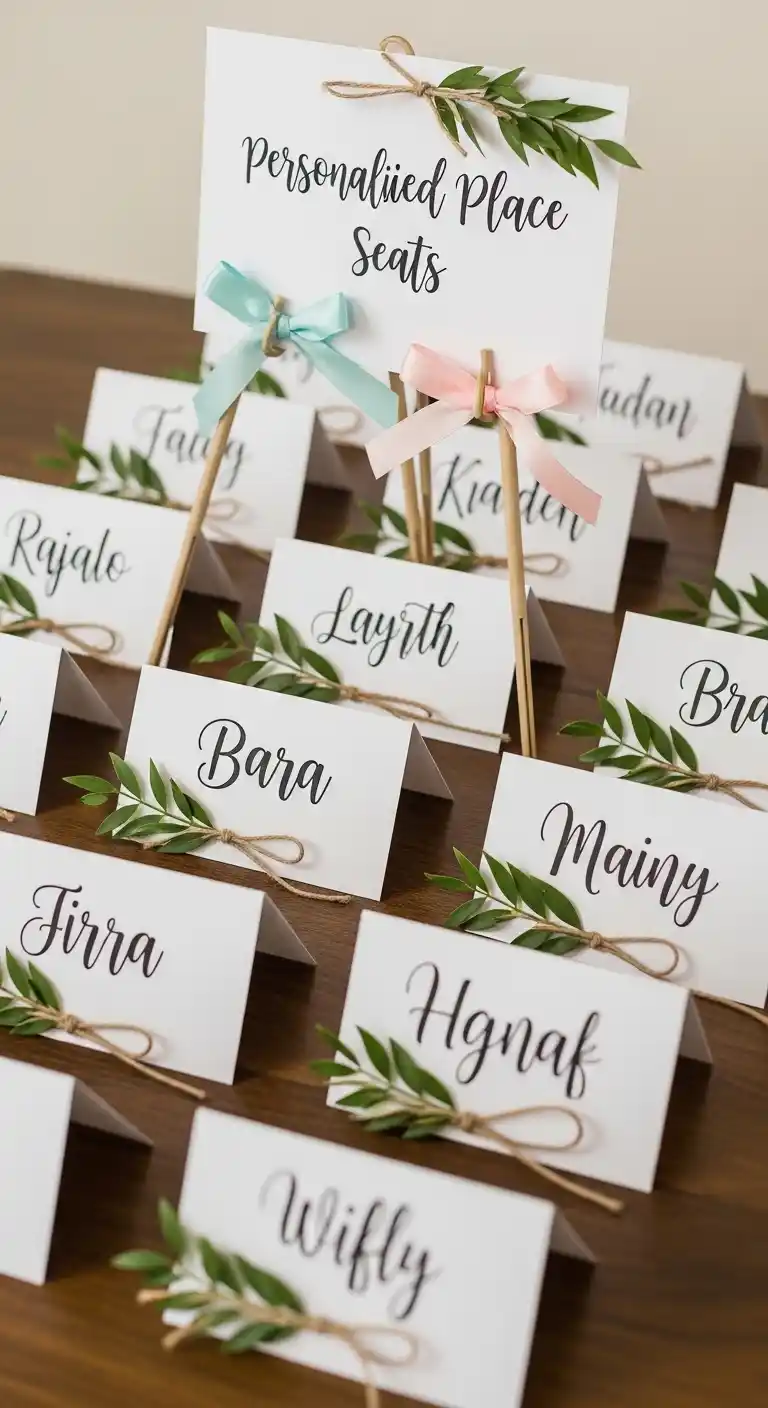 Ombre Rusty Orange Wedding Cake Personalized Place Cards with Simple Craft Supplies