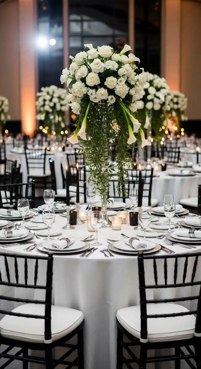 Ombre Rusty Orange Wedding Cake Elegant Black and White Seating Arrangements