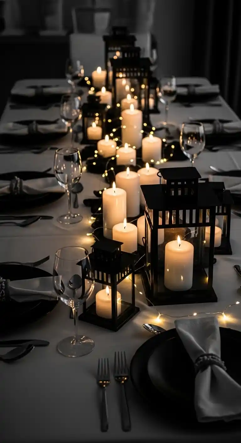 Ombre Rusty Orange Wedding Cake Monochrome Lighting and Candles