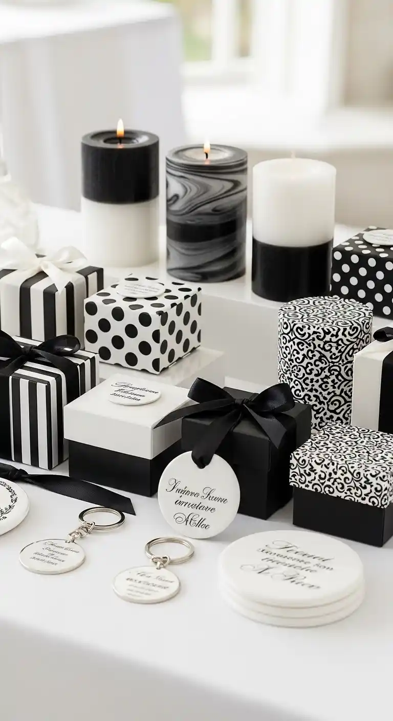 Ombre Rusty Orange Wedding Cake Black and White Wedding Favors