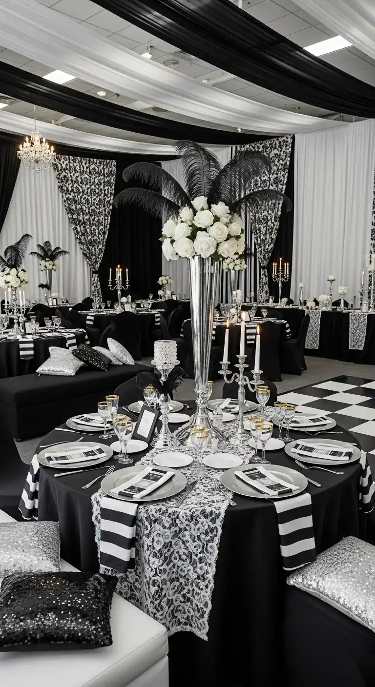 Ombre Rusty Orange Wedding Cake Maintaining a Cohesive Black and White Theme