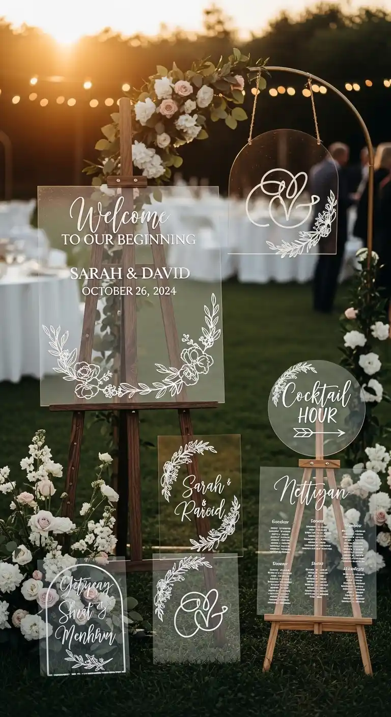 Ombre Rusty Orange Wedding Cake Acrylic Wedding Signs Are a Must-Have for Your Celebration