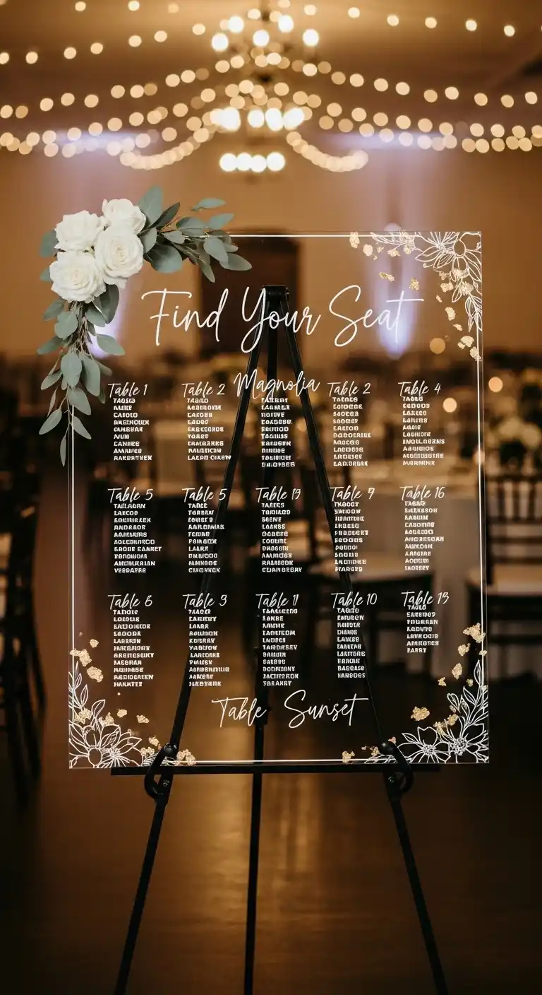 Ombre Rusty Orange Wedding Cake Seating Chart Acrylic Wedding Sign