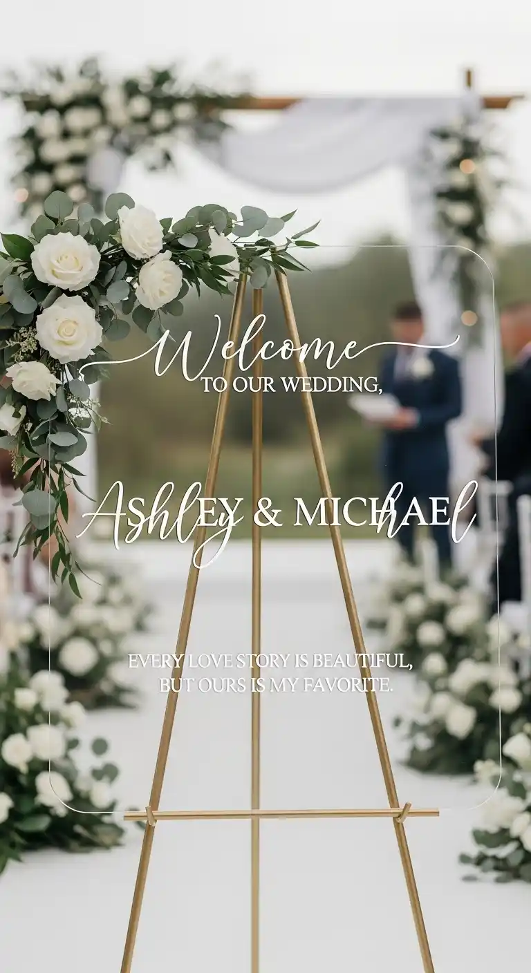 Ombre Rusty Orange Wedding Cake Personalized Ceremony Acrylic Sign