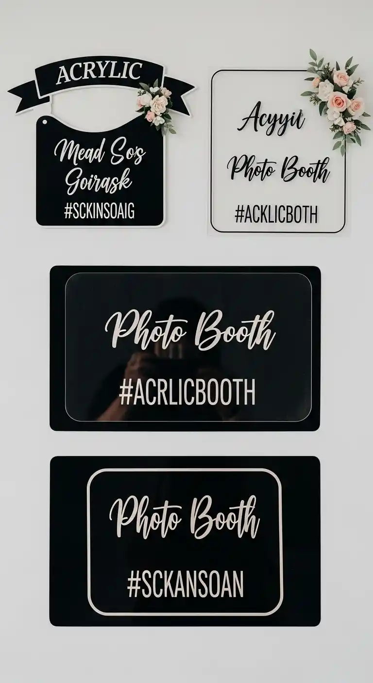 Ombre Rusty Orange Wedding Cake Acrylic Photo Booth Signage