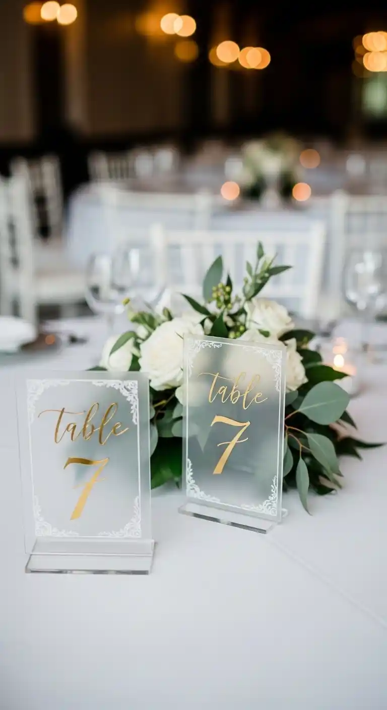 Ombre Rusty Orange Wedding Cake Table Number Acrylic Signs