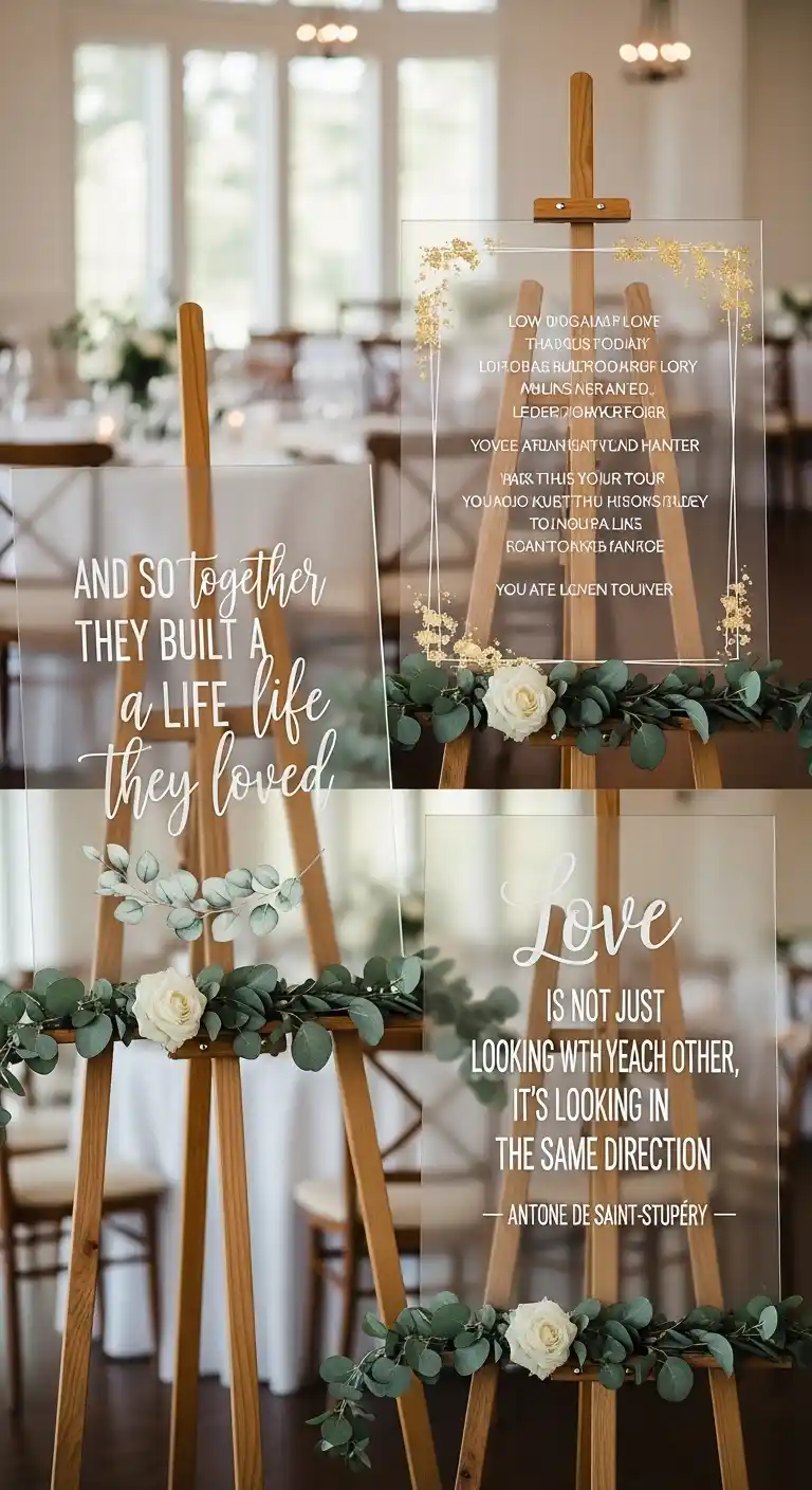 Ombre Rusty Orange Wedding Cake Inspirational Quote Acrylic Signs