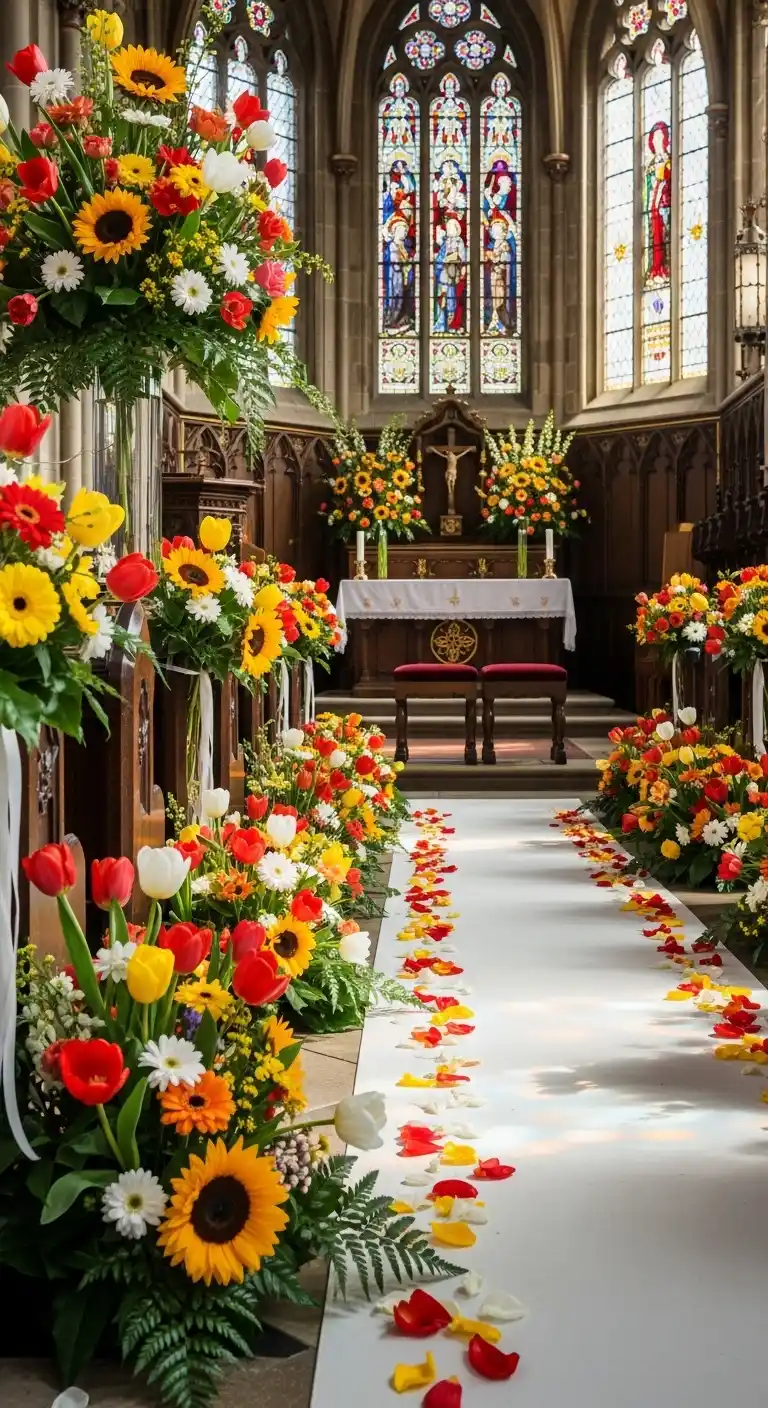 Ombre Rusty Orange Wedding Cake Vibrant Seasonal Blooms for a Cheerful Ambience