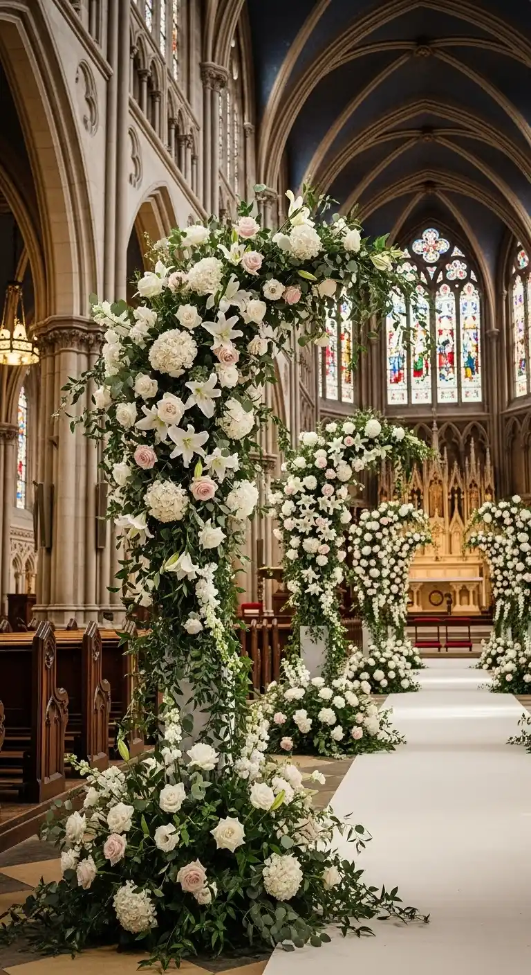 Ombre Rusty Orange Wedding Cake Cascading Floral Displays for a Dramatic Statement