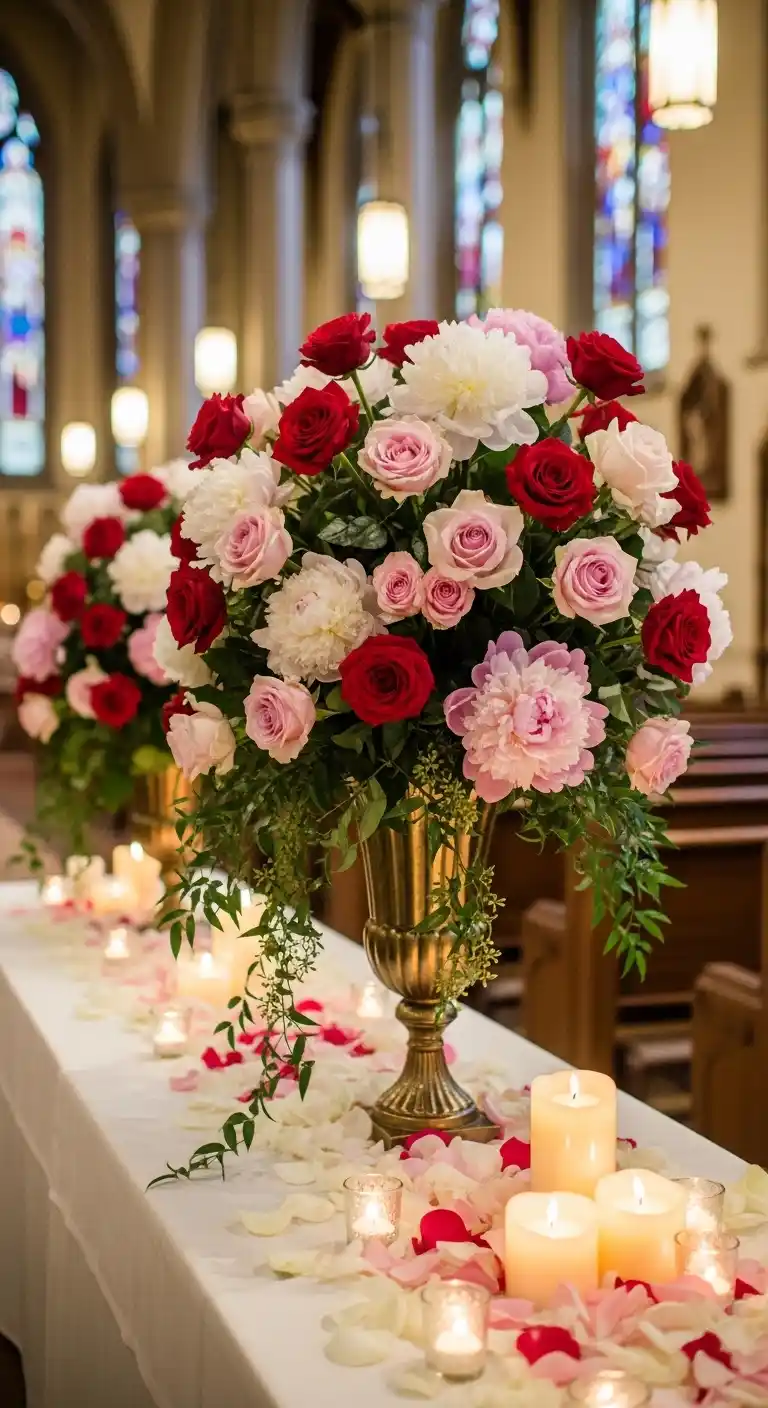 Ombre Rusty Orange Wedding Cake Romantic Rose and Peony Mix for an Opulent Feel