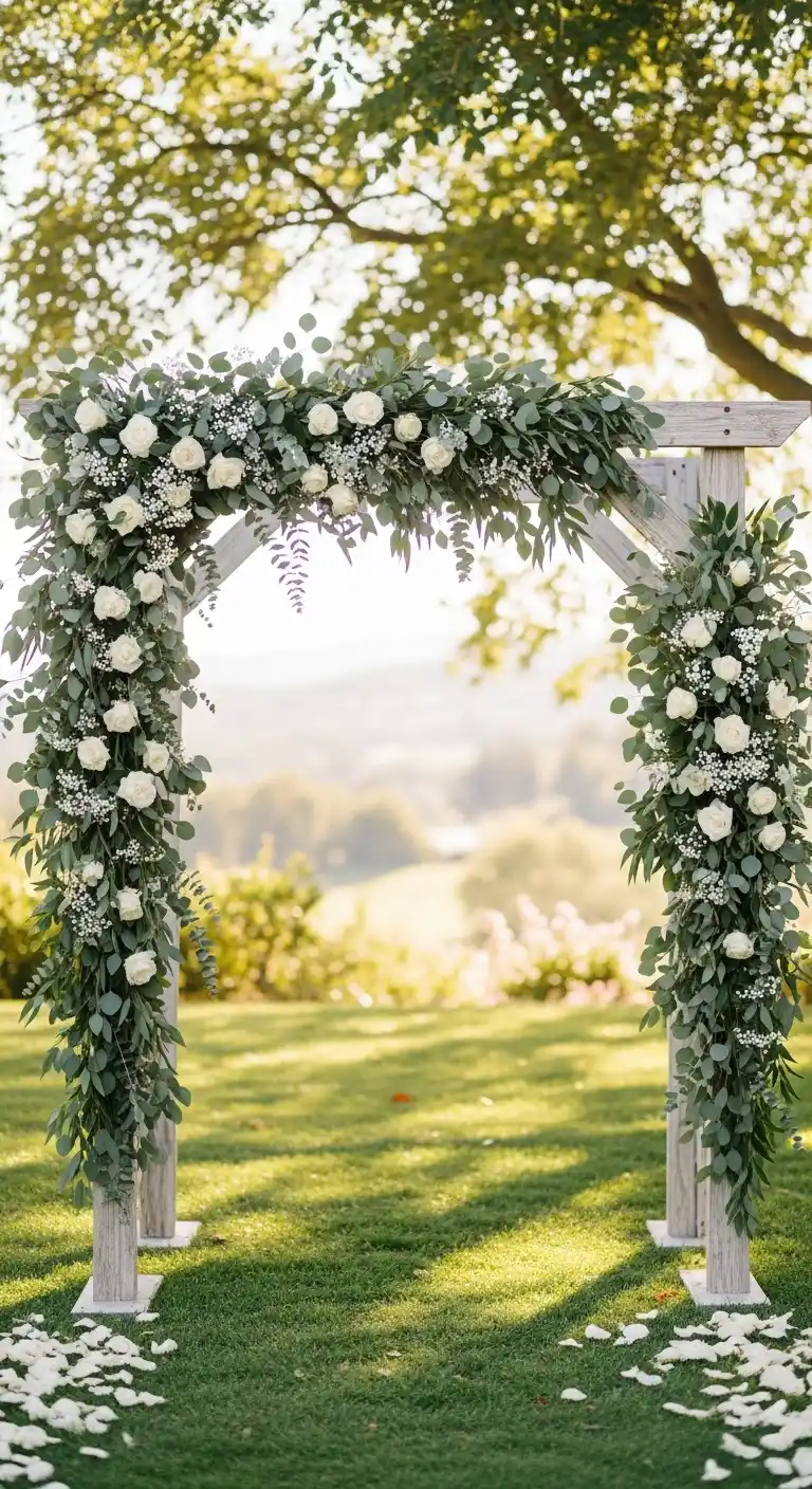 Ombre Rusty Orange Wedding Cake Eucalyptus Wedding Arch Decorations