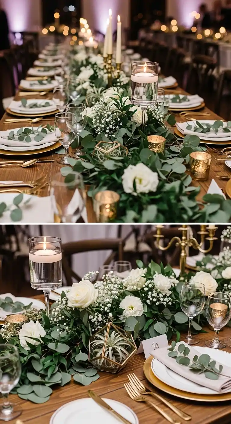 Ombre Rusty Orange Wedding Cake Eucalyptus Wedding Table Centerpieces