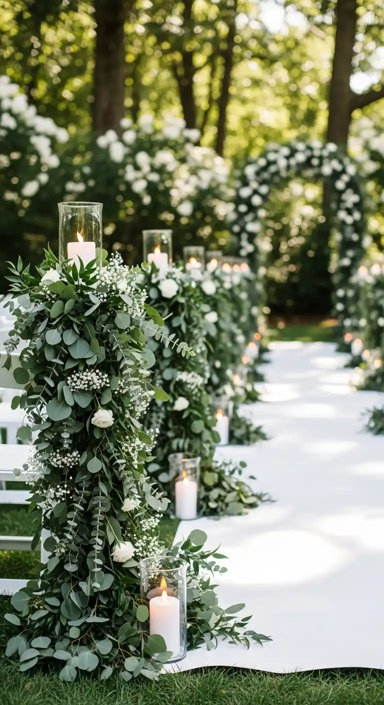 Ombre Rusty Orange Wedding Cake Eucalyptus Wedding Aisle Decorations