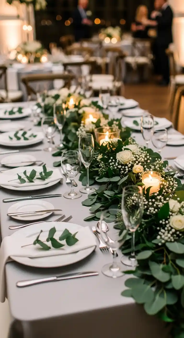 Ombre Rusty Orange Wedding Cake Eucalyptus Wedding Table Runners
