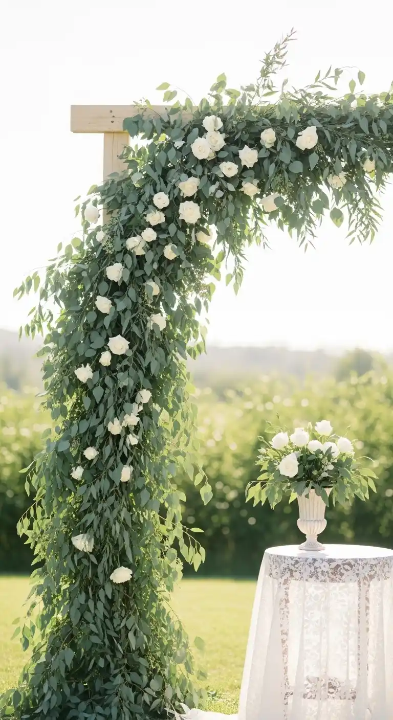 Ombre Rusty Orange Wedding Cake Eucalyptus Wedding Backdrop Decor