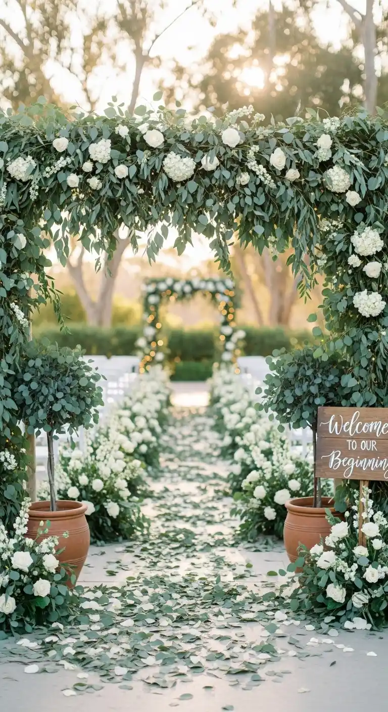 Ombre Rusty Orange Wedding Cake Eucalyptus Wedding Entrance Decorations