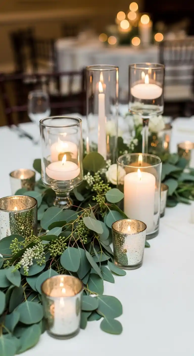 Ombre Rusty Orange Wedding Cake Eucalyptus Wedding Candle Decor