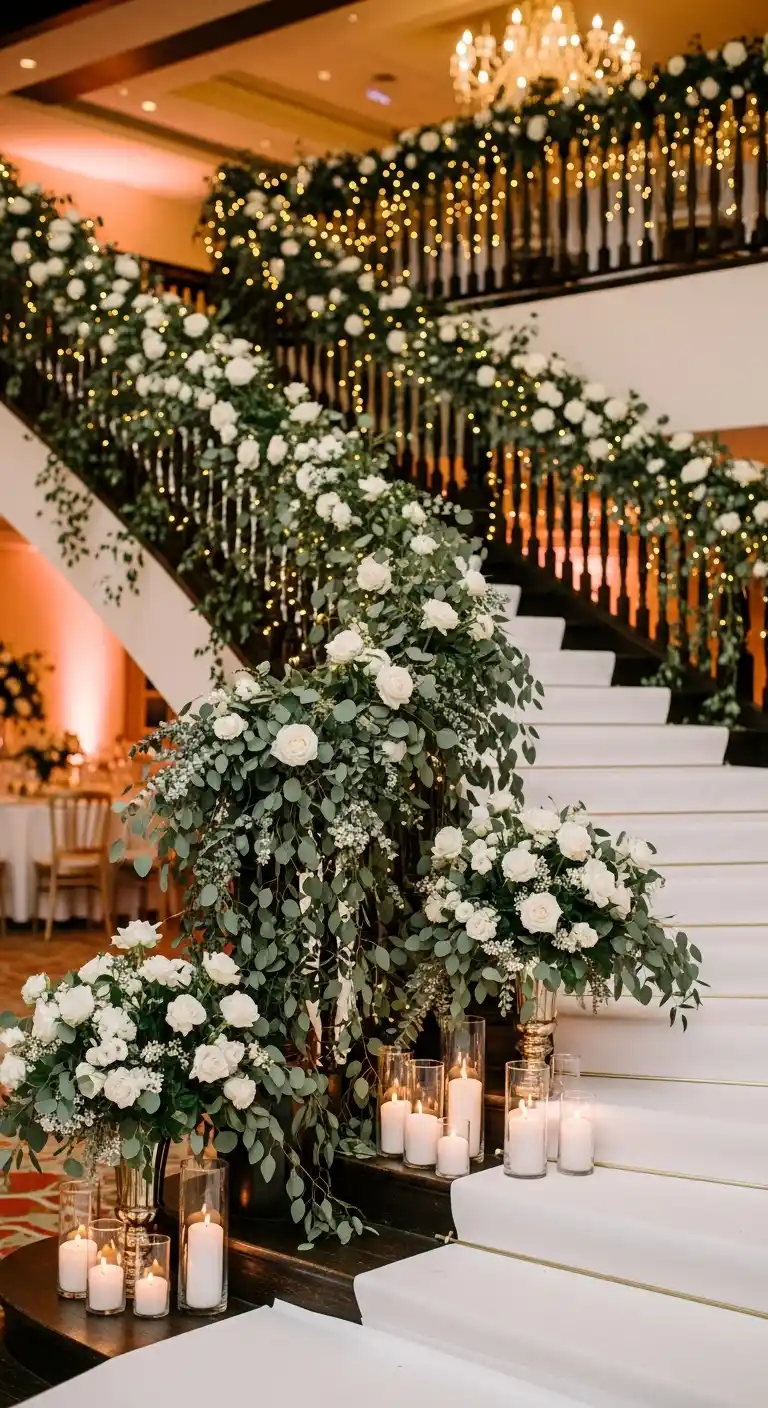 Ombre Rusty Orange Wedding Cake Eucalyptus Wedding Staircase Decorations