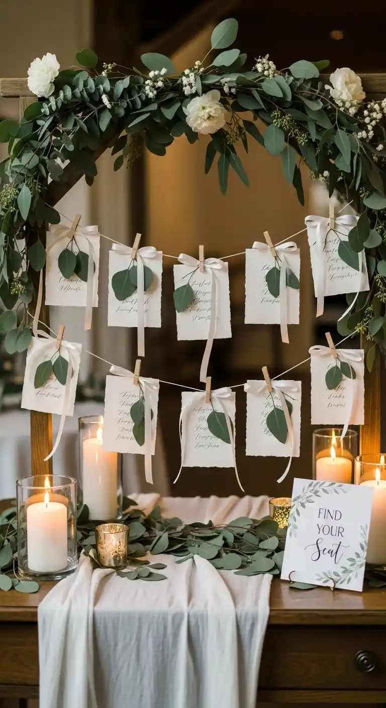 Ombre Rusty Orange Wedding Cake Eucalyptus Wedding Escort Card Displays