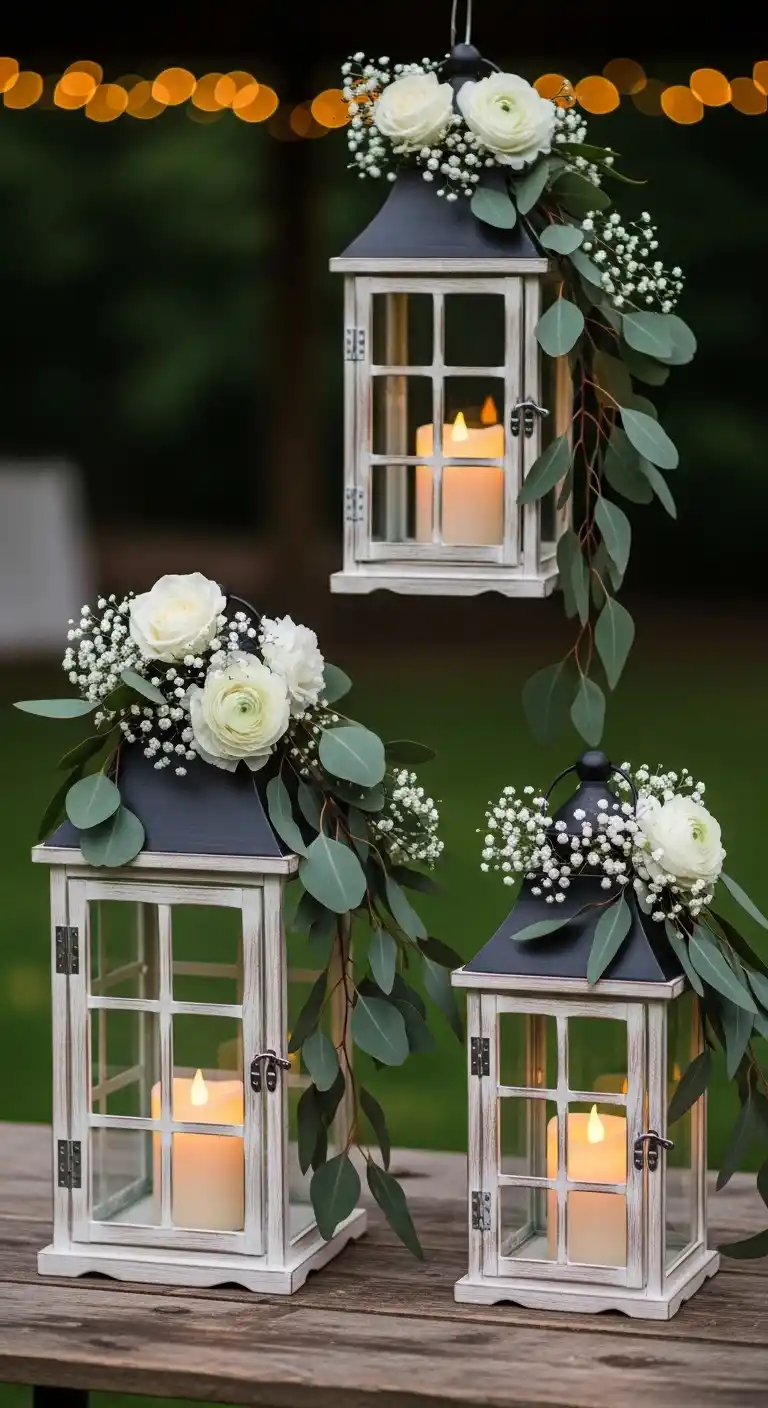 Ombre Rusty Orange Wedding Cake Eucalyptus Wedding Lantern Arrangements