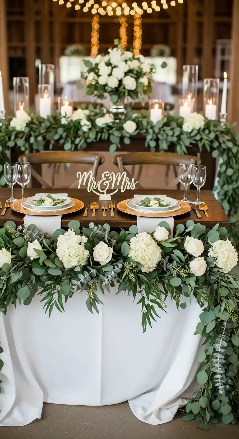 Ombre Rusty Orange Wedding Cake Eucalyptus Wedding Sweetheart Table Decor