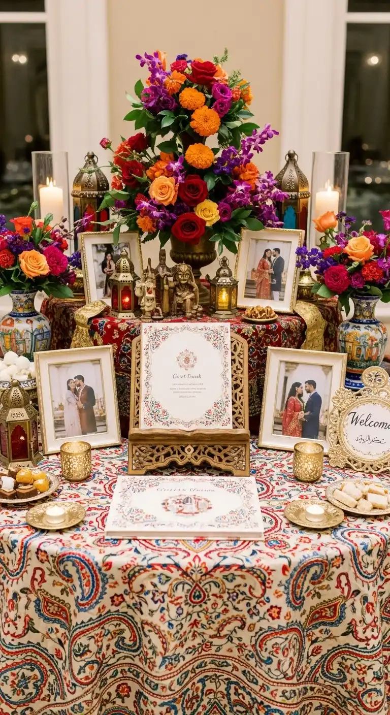 Ombre Rusty Orange Wedding Cake Cultural Heritage Wedding Entry Table