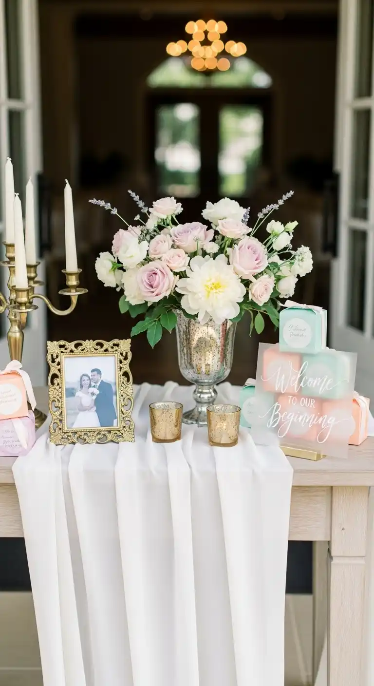 Ombre Rusty Orange Wedding Cake Soft Pastel Wedding Entry Table Design