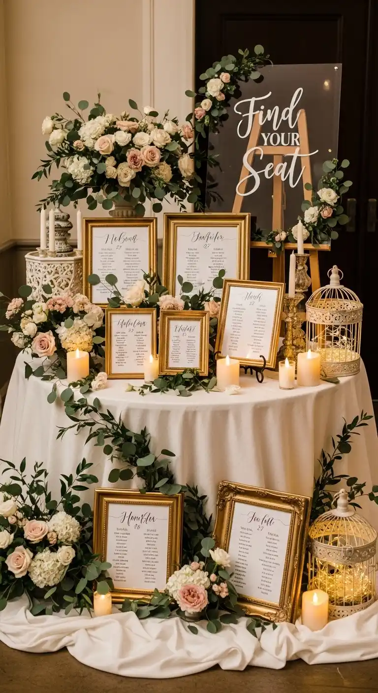 Ombre Rusty Orange Wedding Cake Creative Seating Chart Wedding Entry Table